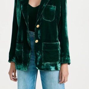 NWOT Trovata Birds of Paradis Silk Blend Emerald Green Jacket. Size Small